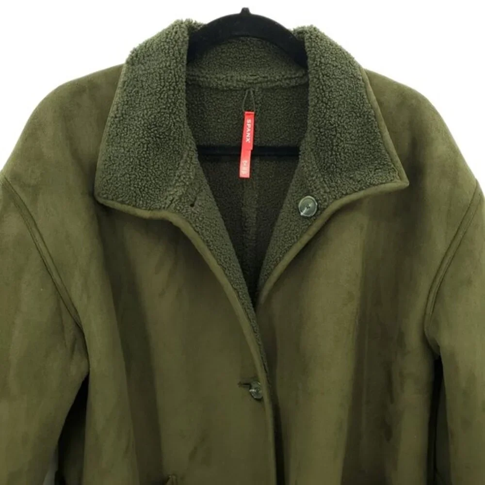SPANX Reversible Suede & Fleece Jacket L Utility Green
